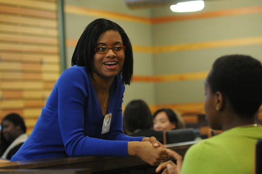 Students talking during a break out session