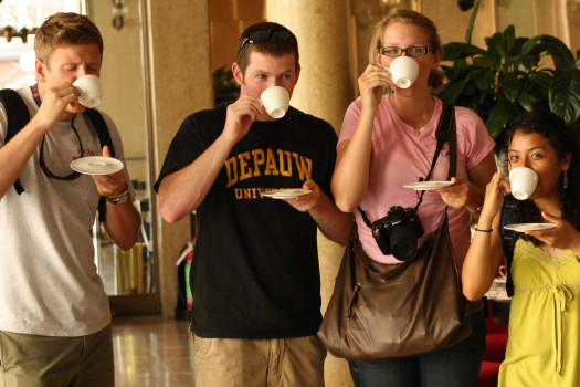 Students drinking coffee