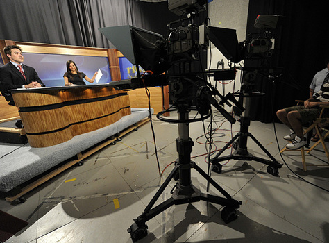 Students at D3TV news desk