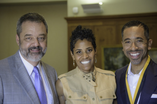 President Mark McCoy, Darrianne Christian '95, Justin Christian '95