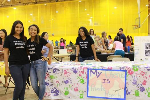 Students promoting Feminista organization