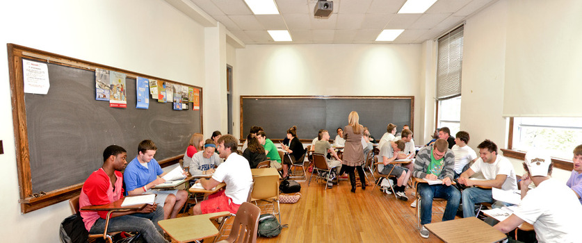 Group work during a classroom lecture