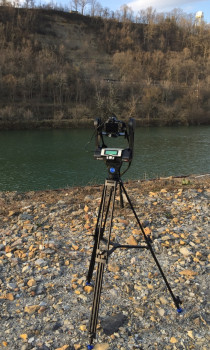 Tripod and camera mount for taking Gigapan photos.