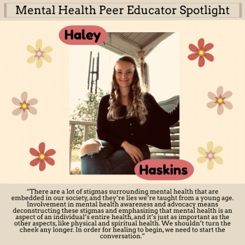 Haley Haskins, 1 of 5 Mental Health Peer Educators 2020-21