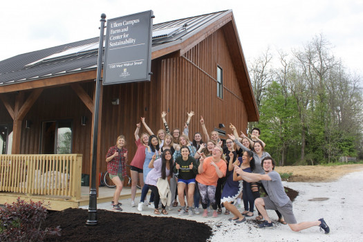 Students in front of the Ullem Center For Sustainability