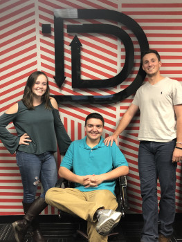 Sarah Roth '19, Aaron Miller '19 and Robbie Meucci '19 at DoubleMap for their semester long internship.