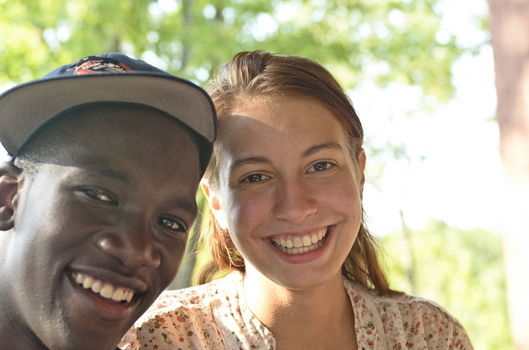 Two International students smiling