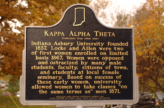 Indiana Historical Marker at the Kappa Alpha Theta Chapter House | Detail of the back of the marker