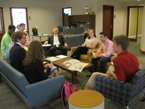 Management Fellow students interacting with Lee C. Weingart '88, Founder and President of LNE Group.