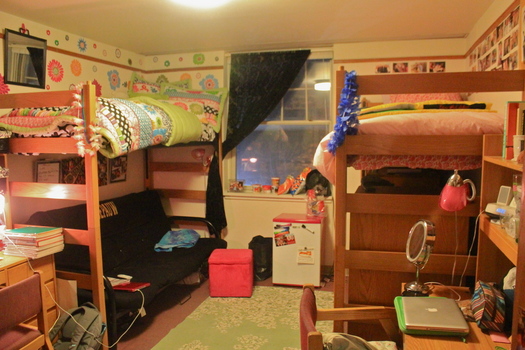 A room with lofted beds in Humbert Hall
