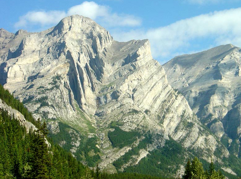 Fault-related fold within the Rundle thrust sheet at Mt. Kidd, Canada