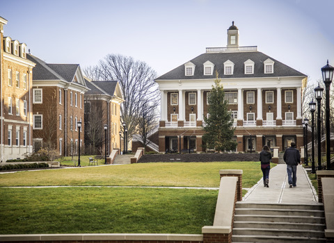 Students walking in Rector Village