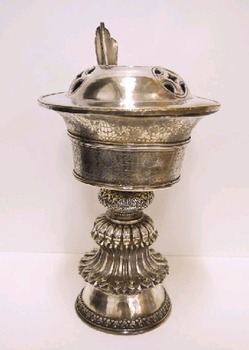 Butter Lamp / 19th-20th c., silver, 2002.4.22a-b, Gift of Bruce Walker ‘53