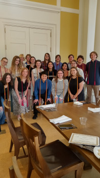 Senior Writing majors with cords