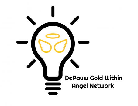 Gold Within Angel Network logo featuring a light bulb with angel wings inside