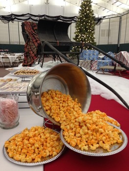 Popcorn and other food served at the holiday party
