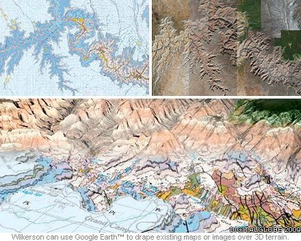 Draped geologic map of the Grand Canyon in Google Earth