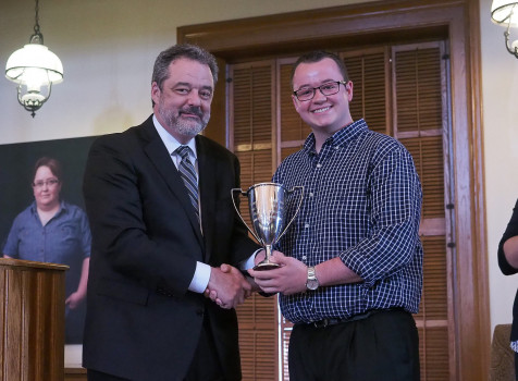 Walker Cup recipient Peter Gorman and President McCoy