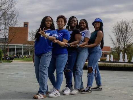 Zeta members in Stewart Plaza