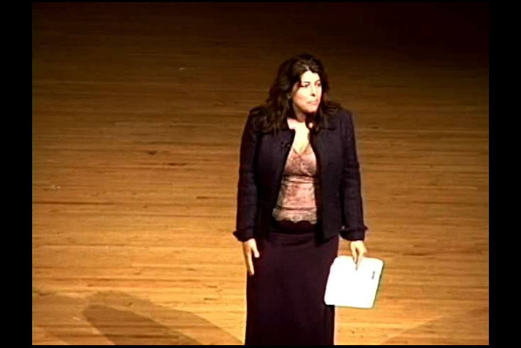 Naomi Wolf on stage during an Ubben Lecture