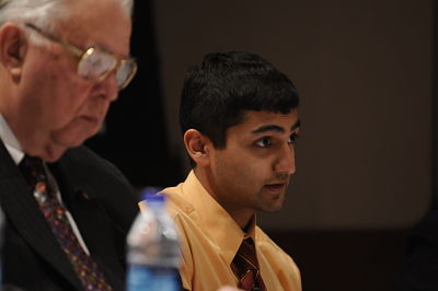 Student listening intently during a speaker sesson