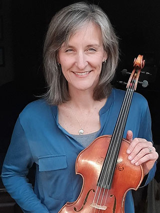 Amy Kniffen Smiling woman holding a viola
