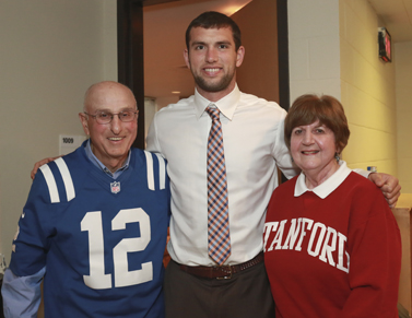 Andrew Luck with Nick Mourouzis and wife Marilyn