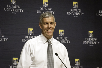 
Arne Duncan smiling during the Ubben Lecture