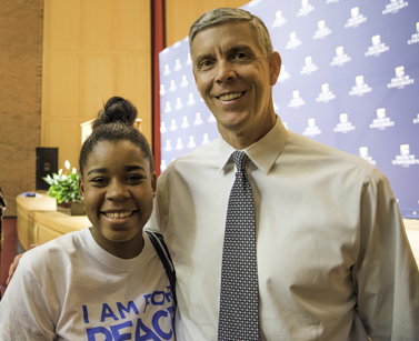 Arne Duncan with Janeya Cunningham