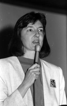 Barbara Kingsolver speaking at DePauw in 1991