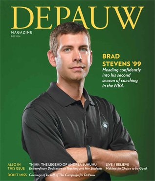DePauw Magazine cover featuring Brad Stevens