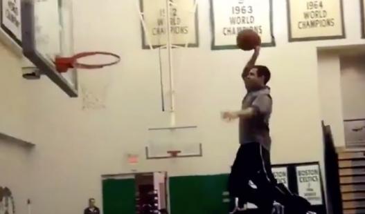 Brad Stevens dunking a basketball