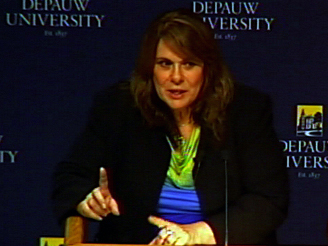 Candy Crowley answering a question during the Ubben Lecture