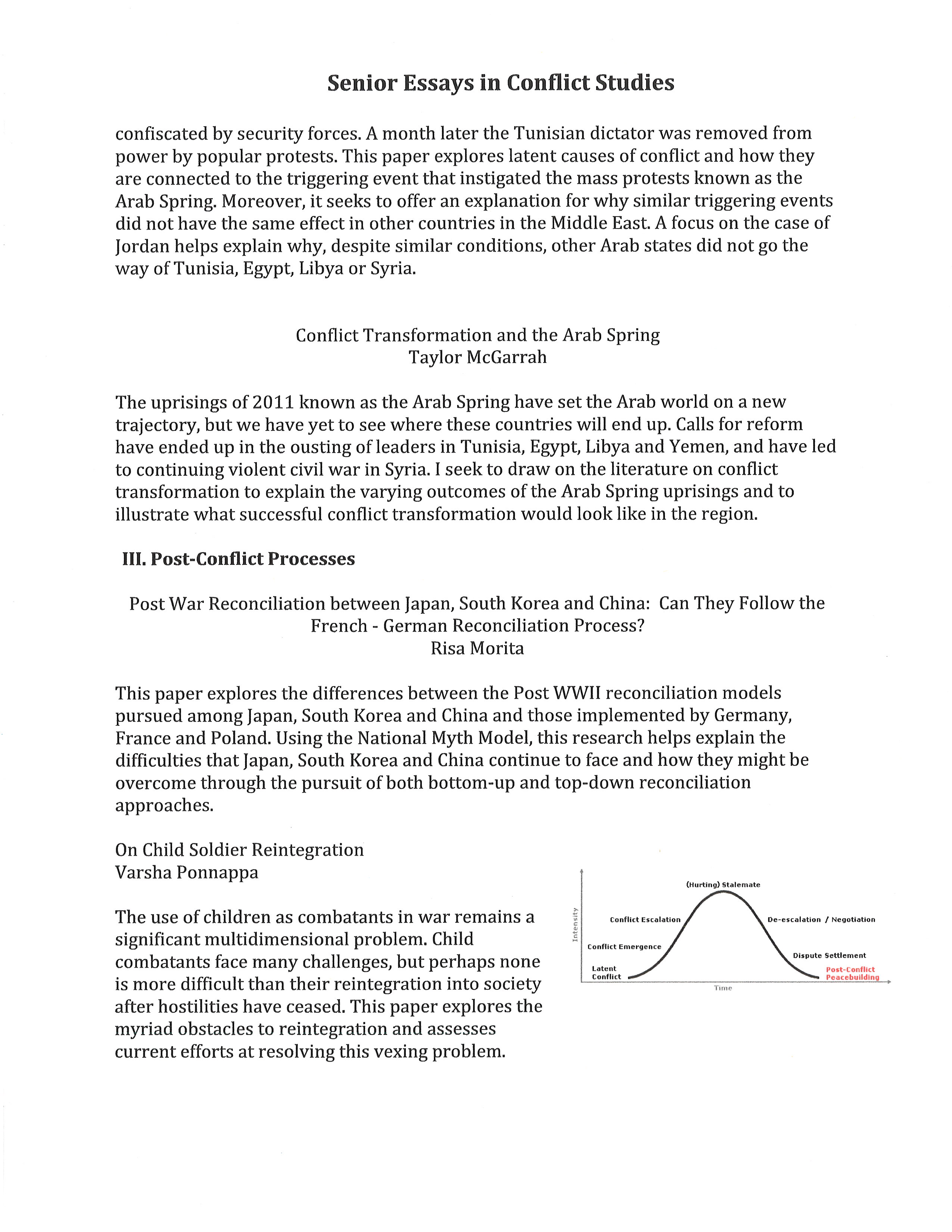 Sample  page #2 of senior essays in Conflict Studies