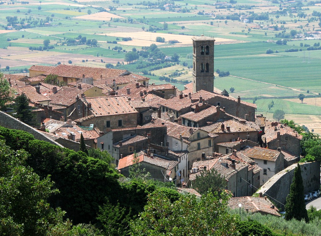 Aerial view of Cortona, Italy