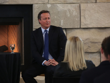 David Cameron answering questions during the student forum