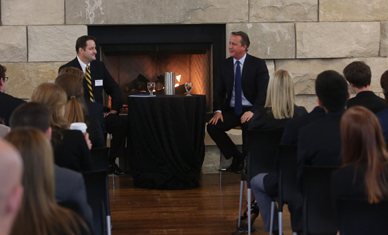 David Cameron and Robert F. Dewey during student forum