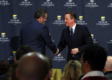 David Cameron and Mark McCoy shaking hands