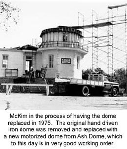 McKim Observatory dome replacement in 1975