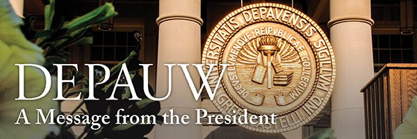 email banner office of the president with DePauw seal