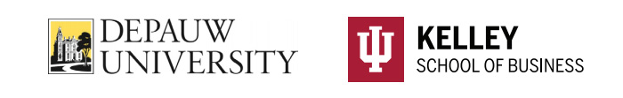 DePauw University and Kelley School of Business logo banner