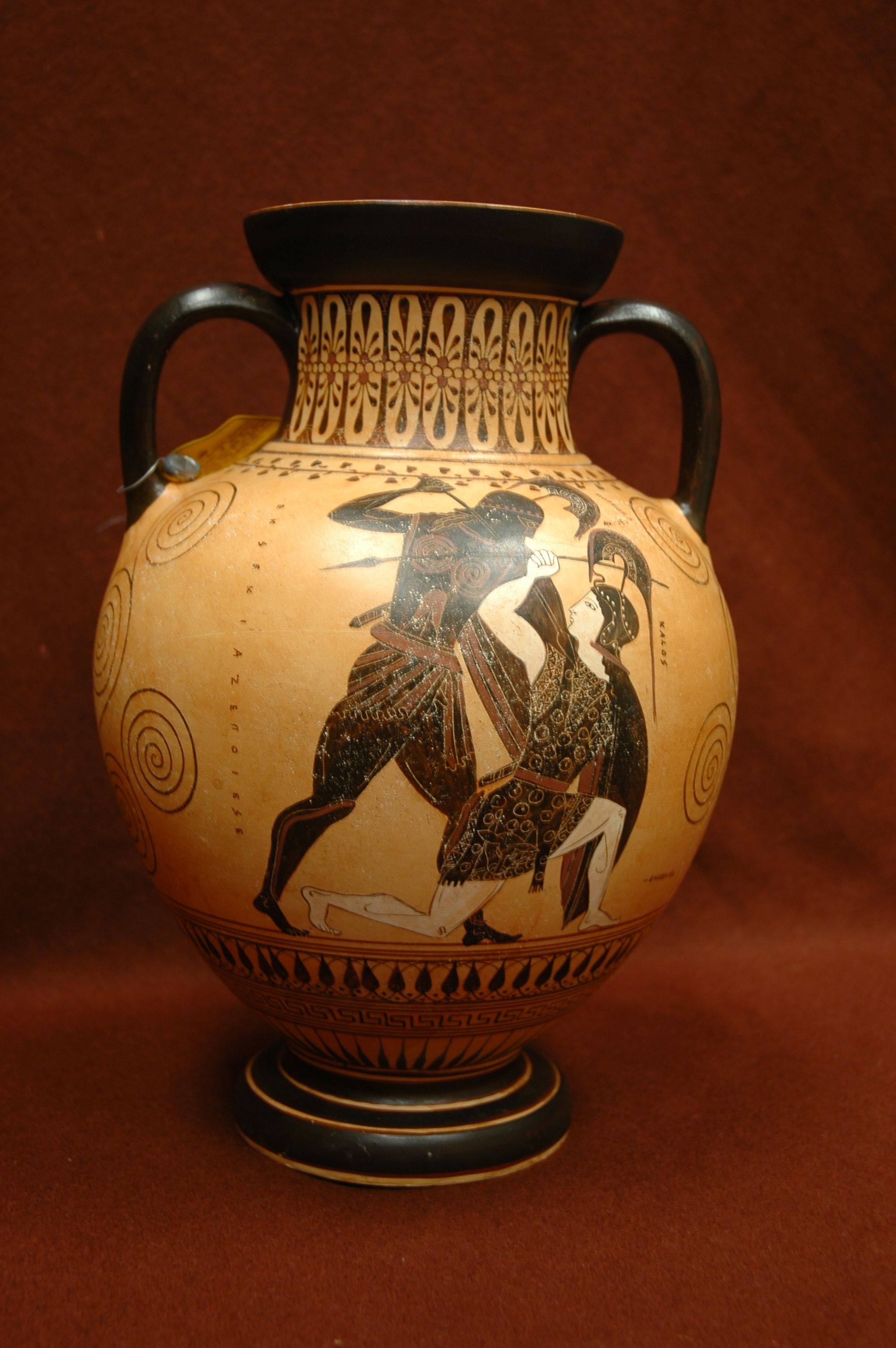 Replica Attic Black-Figure Amphora by Exekias depicting Achilles and Penthesilea