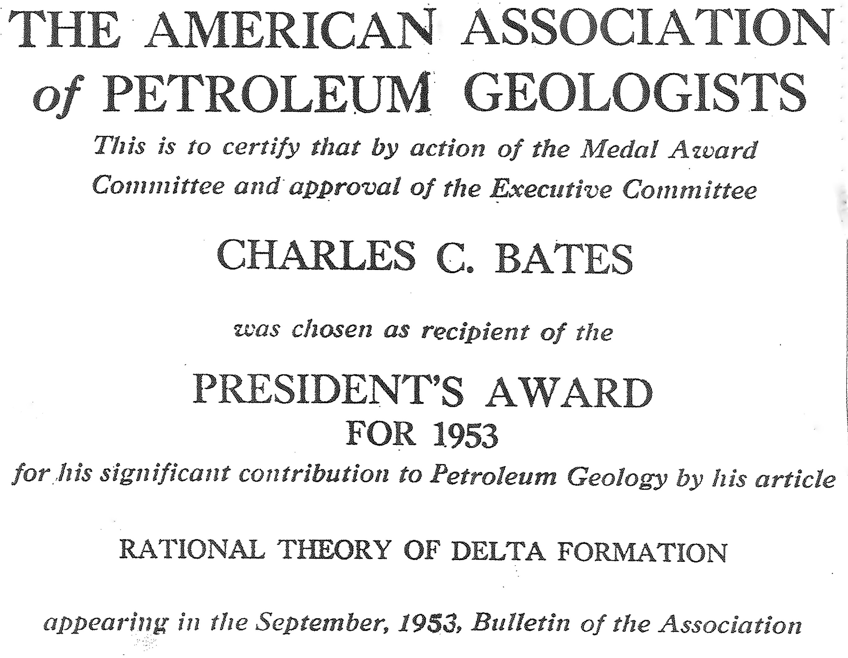 Bates - AAPG Award