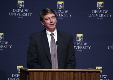 Douglas Hallward-Driemeier answering questions during an Ubben Lecture