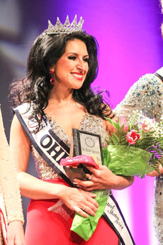 Heidi Farid Sprowls with Ms. Ohio crown, sash, and bouquet