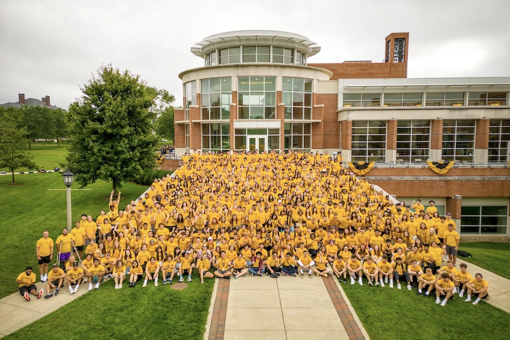 An aerial view of DePauw's Class of 2026