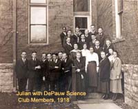 Julian with DePauw Science Club Members, 1918