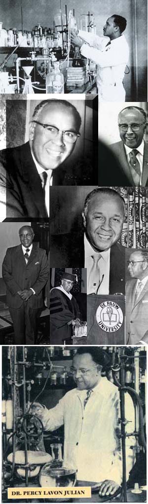 Collage of photos from Percy L. Julian's life throughout the years