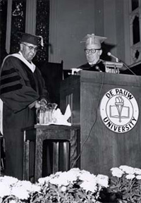 Dr. Percy Julian accepting an award at DePauw