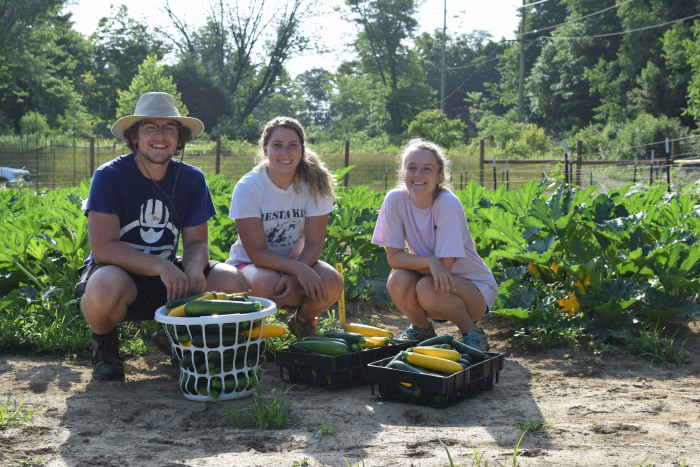 students working at the Ullem Campus Farm